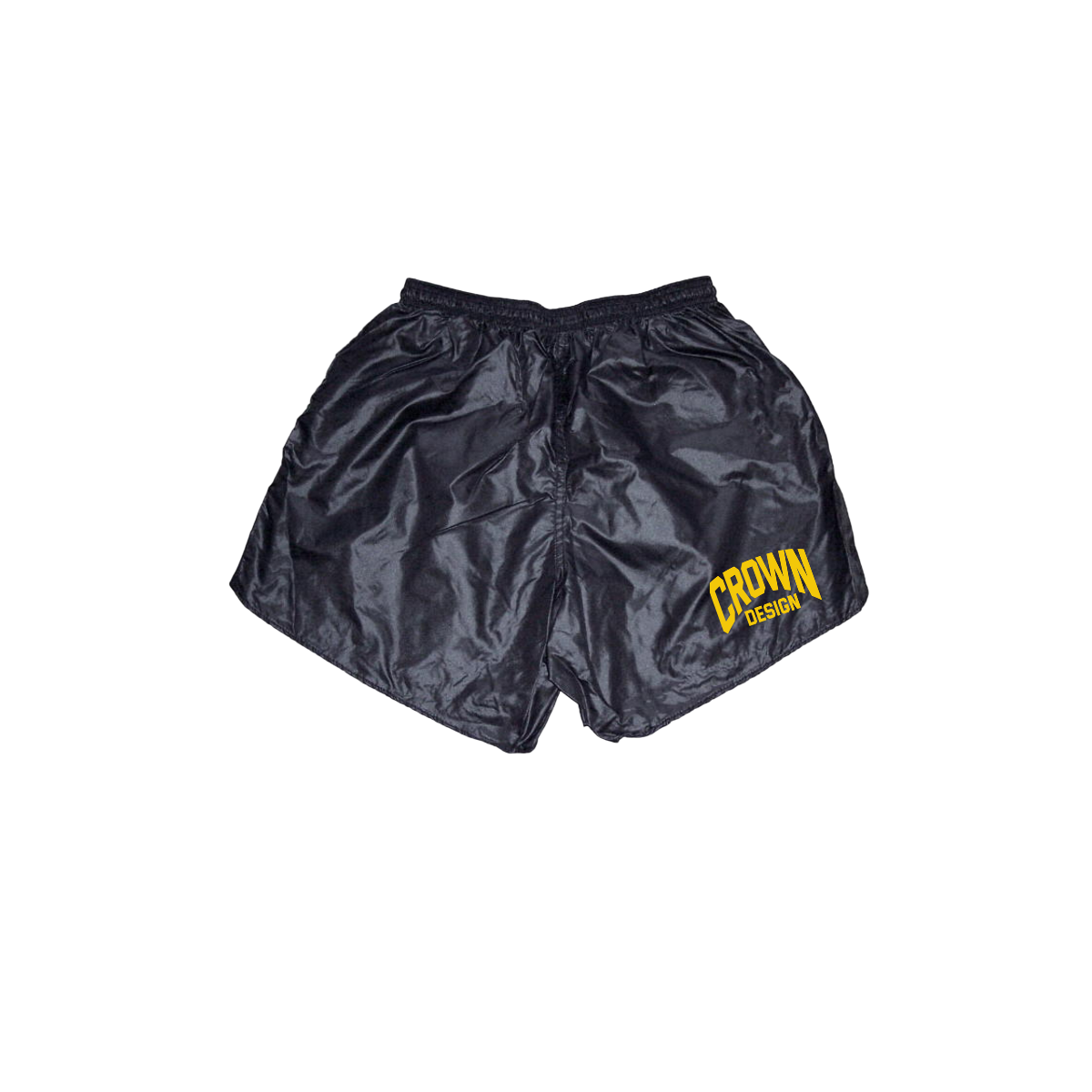 Womens Nylon Black & Yellow Shorts