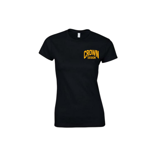 100% Women Cotton Black & Yellow Tshirt