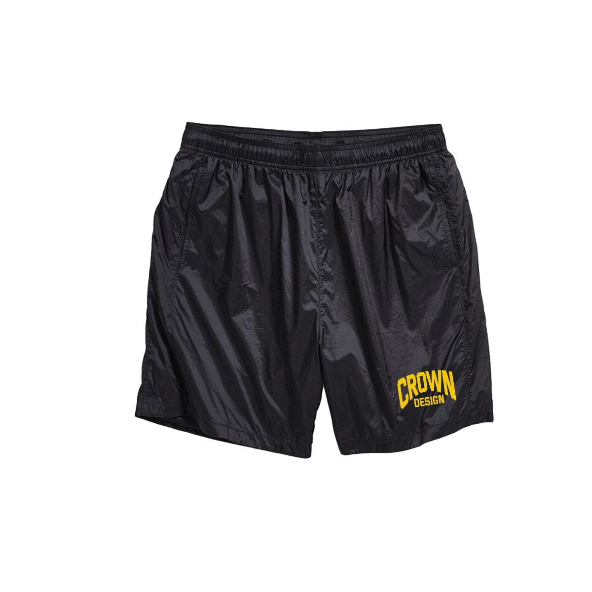 Men's Nylon Black & Yellow Shorts